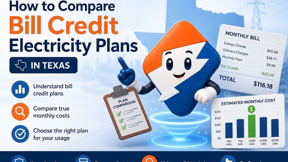 Bill credit electricity plans in Texas
