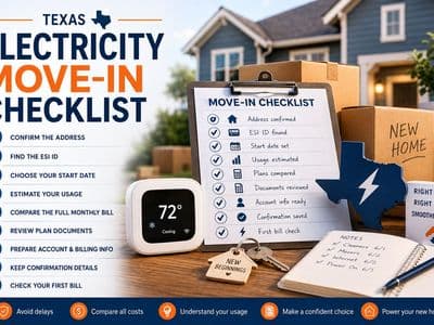 Move-In Checklist For Energy Plans in Texas