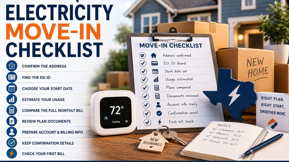 Move-In Checklist For Energy Plans in Texas