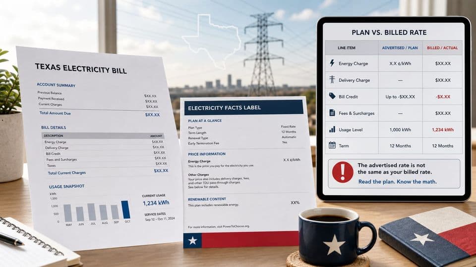 Texas Power Plan Terms and Your Billed Rate