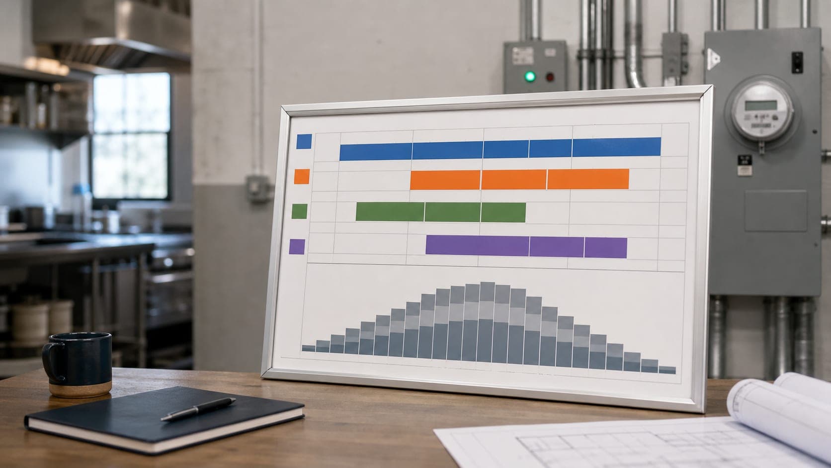 Staggered equipment schedule reducing peak demand