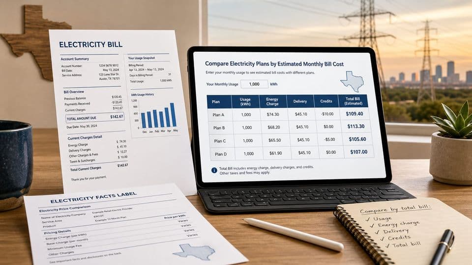 How to Compare Texas Electricity Rates by Bill Cost