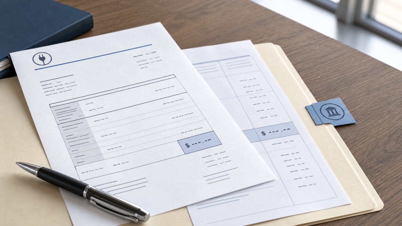 Electricity deposit receipt and account credit concept