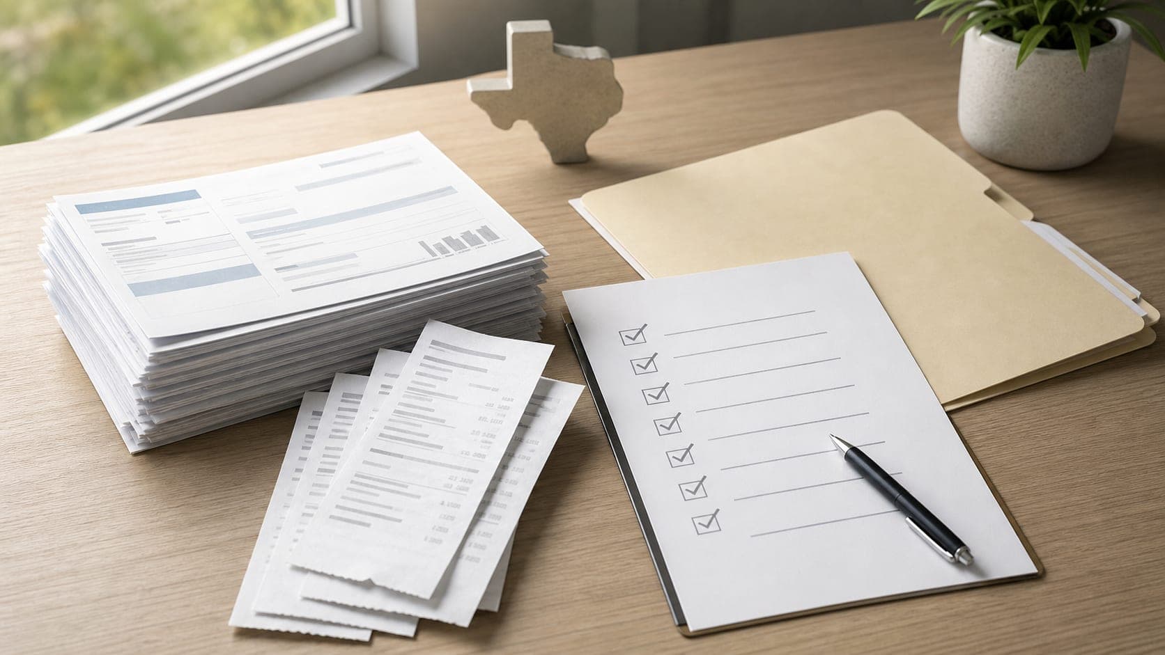 Utility bills and supporting records organized for a Texas sales tax refund request.