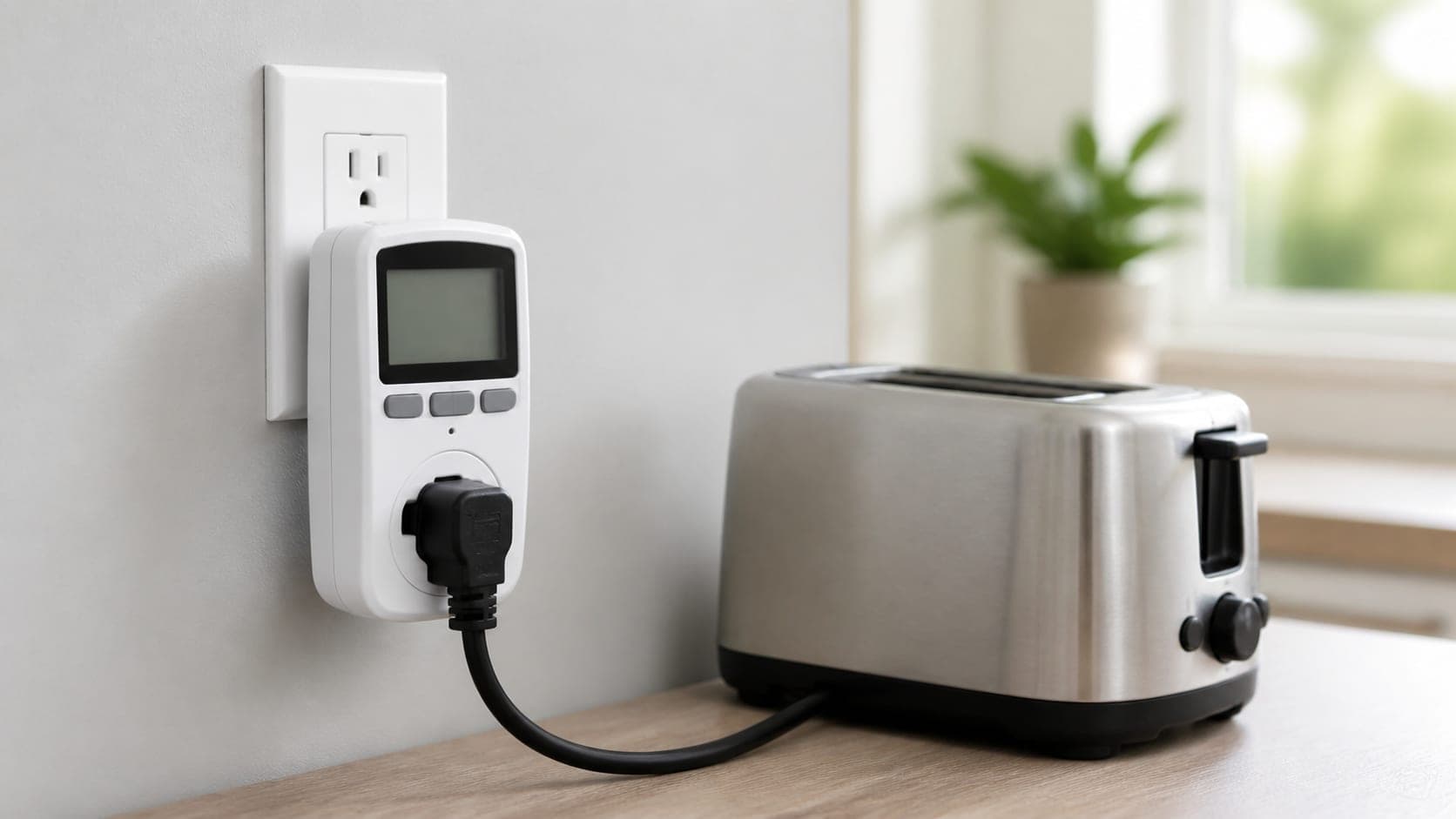 Plug-in electricity usage monitor measuring a household appliance