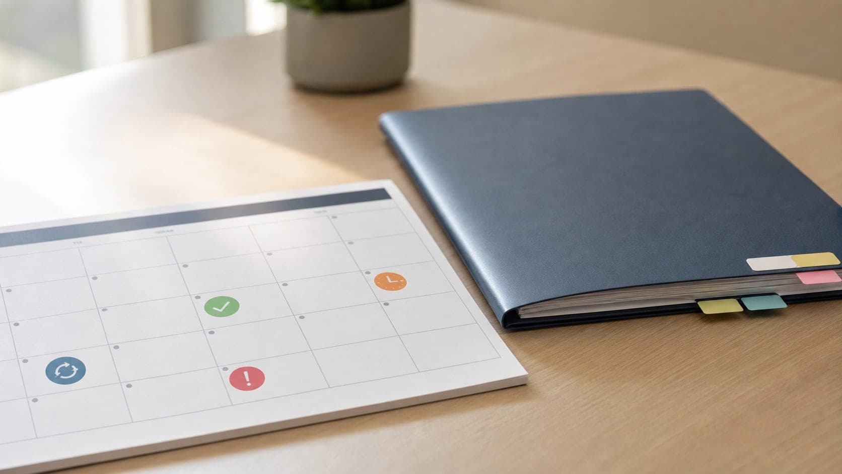 Calendar and registration folder showing broker update and amendment reminders.