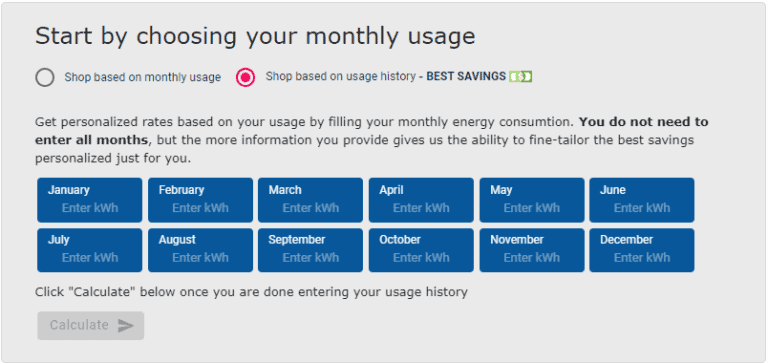 Shop for a new cheap energy plan based on your usage history